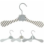 Lot de 10 cintres en bois 28 cm pour b�b�, enfant avec crochet pivotant - cintre ray� blanc et marron ...