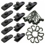 Lot de 10 clip de fixation bache avec 10 cordon elastique avec boule pour auvent, clips de verrouillage ...