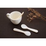 Lot de 10 cuillres  caviar nacres pour ufs, caviar, crme glace, caf 7cm x 2, 1cm blanc