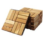 Lot de 10 dalles de terrasses 30x30cm en bois d'acacia. motif carr�. clipsables
