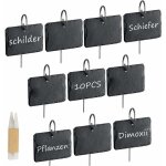 Lot de 10 �tiquettes r�utilisables en ardoise avec tige en acier inoxydable pour marquer les plantes, ...