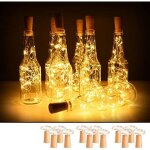 Lot de 10 guirlandes lumineuses pour bouteille de vin avec bouchon en li�ge, 2 m, 20 led fonctionnant ...