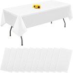 Lot de 10 nappes blanches jetables 137cm�274cm rectangulaire mariage de table de qualit� effet tissu ...