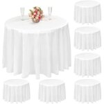 Lot de 10 nappes rondes, nappes jetables blanches de 84 pouces, nappes rondes en plastique impermable ...