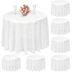 Lot de 10 nappes rondes, nappes jetables blanches de 84 pouces, nappes rondes en plastique imperm�able ...