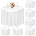 Lot de 10 nappes rondes jetables blanches 84 pouces ? plastique peva imperm�able ? pour mariages, f�tes, ...