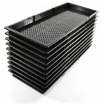 Lot de 10 plateaux de culture en plastique noir ? 59 x 24 x 3 cm ? trous de drainage pour germination ...