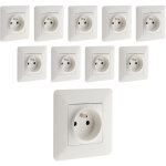 Zenitech ? lot de 10 prises 2p + t 16a pr�c�bl�es ? couleur blanche ? connexion rapide par bornes automatiques ...