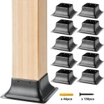 Lot de 10 support de poteau bois 4''x4'' 102x102 mm base de poteau interne 91, 4x91, 4 mm en acier au ...
