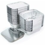 Lot de 100 barquettes en aluminium jetables avec couvercle pour transport de nourriture - congélation ... Lot de 100 barquettes en aluminium jetables avec couvercle pour transport de nourriture - congélation ...