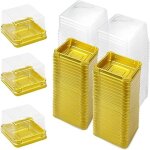 Lot de 100 mini bo�tes transparentes en plastique pour cupcakes, avec d�me, bo�tes individuelles pour ...