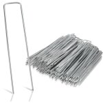 Lot de 100 piquets de fixation en acier galvanis, 15x2. 5cm, diam 2. 8 mm, pour bche, paillage jardin ...