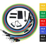 Langray - lot de 11 bandes de résistance elastiques fitness musculation avec ancre de porte / poignées ... Langray - lot de 11 bandes de résistance elastiques fitness musculation avec ancre de porte / poignées ...