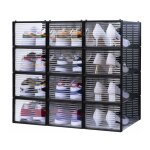 Rangement  chaussure - boite  chaussures - noires et transparentes crystal - lot de 12 - secury - t ...