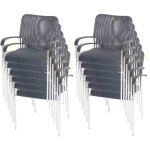 Lot de 12 chaises de confrence / visiteur tulsa, empilable, tissu, sige gris, dossier gris