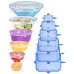 Lot de 12] couvercles extensibles en silicone 6 ronds transparents 6 rectangles bleus, couvercles magiques ...