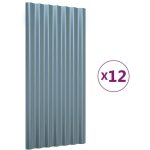 Bonnevie - lot de 12 panneaux de toit, plaque moderne, haute qualit, acier enduit de poudre gris 80x36 ...