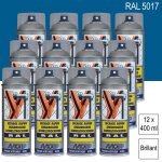Motip - lot de 12 peintures arosol ral 5017 bleu signalisation brillant 400ml