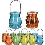 Lot de 12 photophores à suspendre, en verre, avec anse, pour intérieur & extérieur, hxd 10x8, 5 cm, multicolor ... Lot de 12 photophores à suspendre, en verre, avec anse, pour intérieur & extérieur, hxd 10x8, 5 cm, multicolor ...