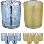Relaxdays - lot de 12 photophores en verre pour bougies chauffe - plat, motifs de nol, h x d : 8, 5 ...