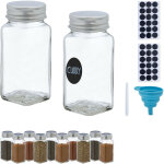 Lot de 12 pots à épices, avec entonnoir, verres à condiments, avec étiquettes, 120 ml, verre, transparent ... Lot de 12 pots à épices, avec entonnoir, verres à condiments, avec étiquettes, 120 ml, verre, transparent ...