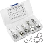 Lot de 130 kit anneau circlip en e, 1, 5mm - 10mm type e anneau de retenue en acier inoxydable assortiment ...