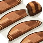 Lot de 15 tapis d'escalier autocollants tapis de marche marchette escalier marron 65x21x4 cm 40828