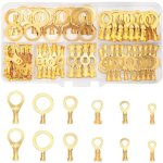 Lot de 150 cosses electrique oeillet ronde en laiton, cosses de c�ble electrique, cosse � sertir de anneau, ...