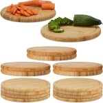 Relaxdays - lot de 16 planche petit - djeuner en bambou, set 30 cm, planche  dcouper, planche de service ...