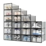 Secury - t - rangement chaussures - boites à chaussures - noires et transparentes - lot de 18 Secury - t - rangement chaussures - boites à chaussures - noires et transparentes - lot de 18