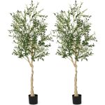 Lot de 2 182 cm oliviers artificiels, fausse olivier raliste, arbre artificiel intrieur et exterieur, ...