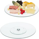 Relaxdays - lot de 2 assiettes de service, plateau tournant, assiette pr�sentation verre p�tisserie, ...