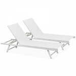 Lot de 2 bains de soleil en acier blanc Lot de 2 bains de soleil en acier blanc