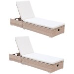 Lot de 2 bains de soleil r�sine tress�e. coussins polyester beige. multi positions