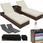Lot de 2 bains de soleil design luxueux avec cadre en aluminium rsistant aux intempries et aux uv
