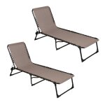 Fornord - lot de 2 bains de soleil en textilne taupe et mtal