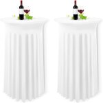 Lot de 2 blanche housse pour table haute, nappe mange debout 80 x 110 cm, blancher nappe jupe pliss�e ...
