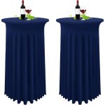 Lot de 2 bleu fonc� housse pour table haute, nappe mange debout 80 x 110 cm, bleu marine nappe jupe pliss�e ...