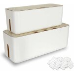 Lot 2 bote cache cble, grand bote de rangement pour cbles en plastique abs ave couvercle bois, grand ...