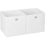 Lot de 2 bo�tes de rangement, carr�es en tissu, cubique, 30x30x30 cm, blanc - relaxdays