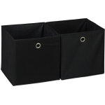 Lot de 2 bo�tes de rangement, carr�es en tissu, cubique, 30x30x30 cm, noir - relaxdays