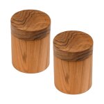 Meubletmoi - lot de 2 botes rondes avec couvercle en bois de teck ? destiny