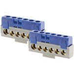 Lot de 2 borniers neutres 6 connexions - bleu thomson