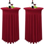 Lot de 2 bourgogne housse pour table haute, nappe mange debout 80 x 110 cm, vin rouge nappe jupe pliss�e ...