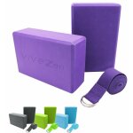 Lot de 2 briques de yoga 23 x 15 x 7, 5 cm et sangle de yoga 183 x 3, 8 cm - eva - violet vivezen