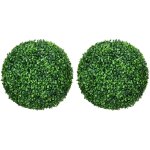 Lot de 2 buis artificiels topiaires artificielles en forme de boule  40 cm pe vert