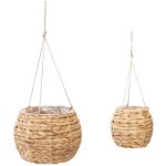 Lot de 2 cache pots suspendus neela h 19 beige atmosphera
