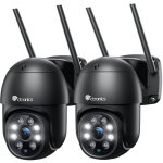 Lot de 2 camra de surveillance wifi extrieure ptz camra 380c noir 360 dtection de mouvements humaine ...