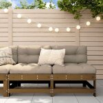 Lot de 2 canap�s centraux de jardin, salon de jardin, banquette de jardin marron miel bois de pin solide ...