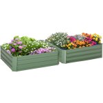 Outsunny - lot de 2 carrs potager de jardin dim. 100l x 100l x 30h cm tle d'acier ondule vert